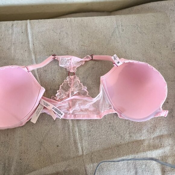 Victoria's Secret Woman's Pink Sexy Tee Push-Up Front Close Lace Bra Sz 34DDD - Picture 3 of 10